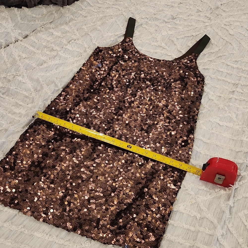Brown sequin Theory mini shift dress size 4! Such a stunner! - Picture 9 of 9